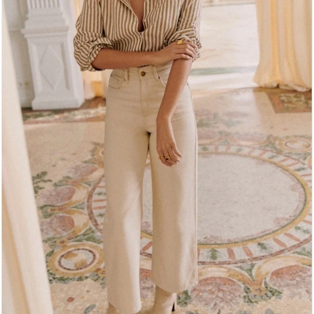 Sezane Le Crop Mottled Ecru 36 USA 4